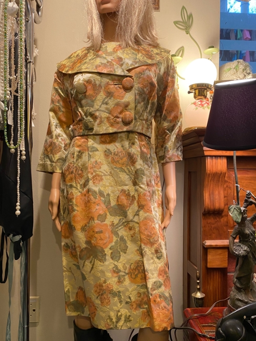Women's Vintage Embroidered Dress & Jacket Set