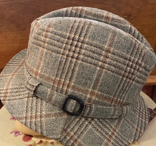 Grey Plaid Vintage Hat
