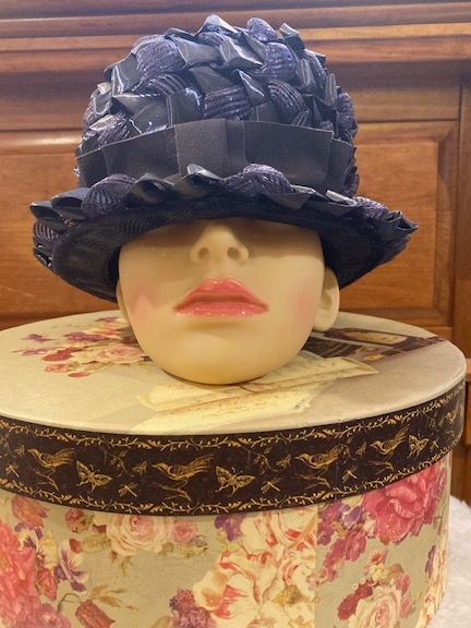 Vintage Navy Blue Tea Hat