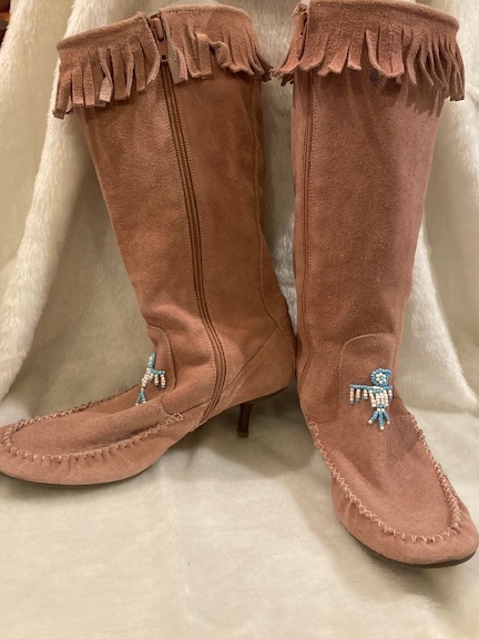 Pink Cowboy Knee length Boots - 2 inch heel