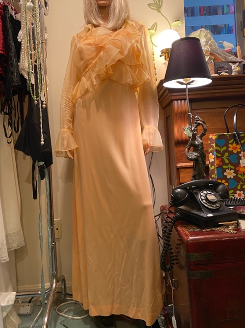 Women's Vintage Peach Dress with Cover