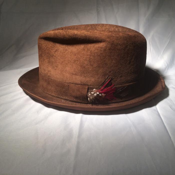 Men's 1960's Suede Vintage Hat, size 21 inches - Sassy Pants