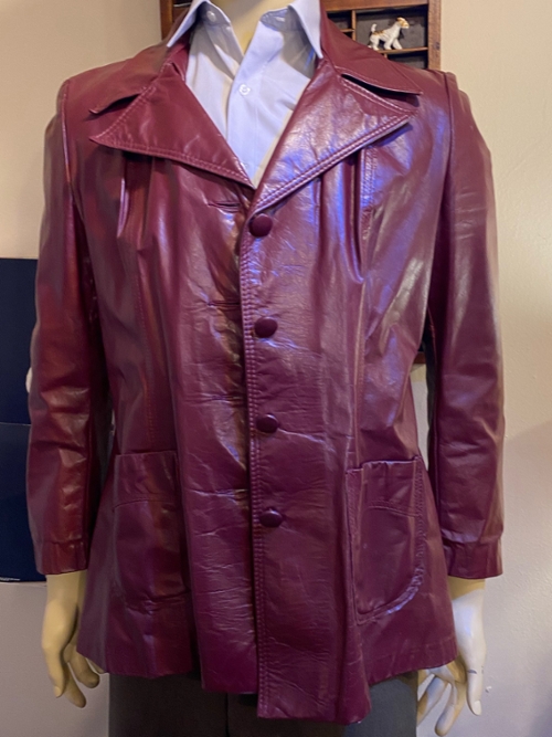 Men’s Burgundy Leather Coat